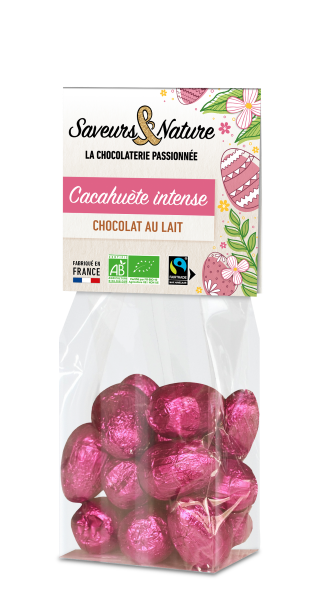 Pré-commandes Pâques - Petits œufs bio à la cacahuète enrobés de chocolat au lait - 1