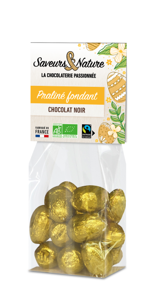 Pré-commandes Pâques - Petits œufs bio pralinés noisette et enrobés de chocolat noir - 1