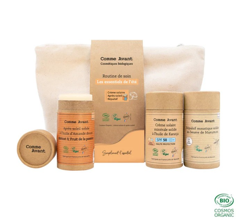 Pré-commandes été - Trousse les essentiels de l'été #2: crème spf50 - après-soleil abricot - répulsif moustique - 1
