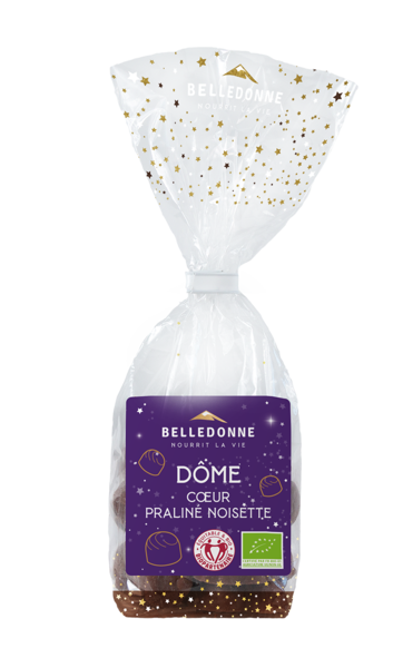 Pré-commandes noël Bonbon dôme praliné noisette choc noir 74 % bio - 1