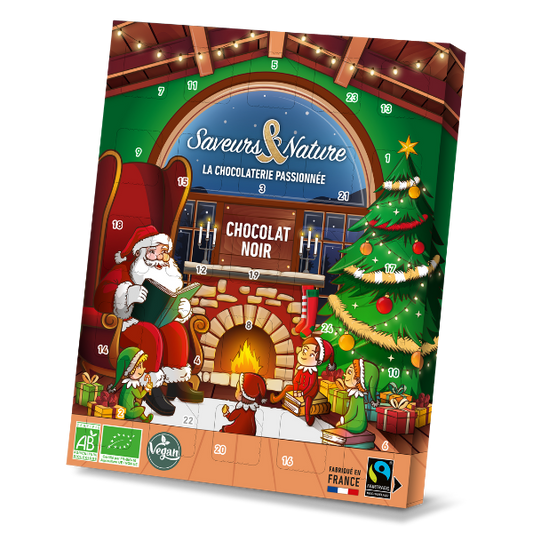 Pré-commandes noël Calendrier de l'avent vegan au chocolat noir bio - 1