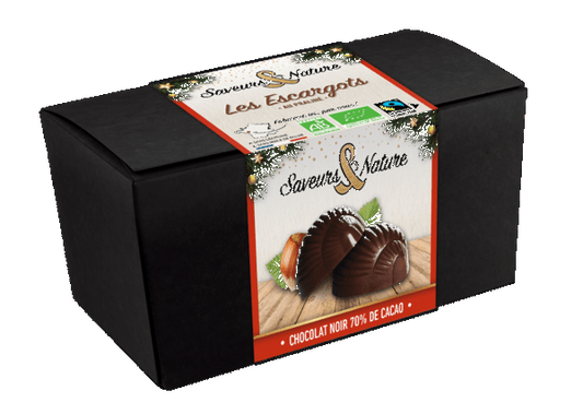 Pré-commandes noël ballotin de 12 escargots praliné enrobés de chocolat noir - 1