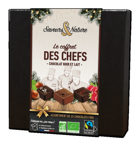 Pré-commandes noël coffret « la sélection des chefs » assortiment de 25 bonbons de chocolat noir et lait - 1
