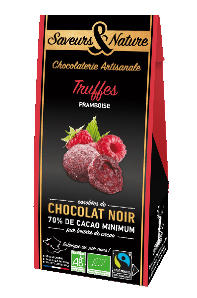 Pré-commandes noël truffes framboise enrobées de chocolat noir - 1