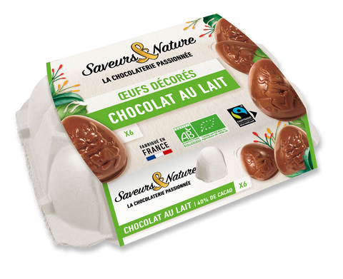 Pré-commandes pâques - boîte à œufs 6 œufs au chocolat au lait enveloppés individuellement - 1