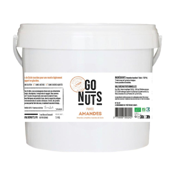 Go Nuts -- Purée d'amandes complètes toastées bio Vrac (origine Italie) - 5 kg