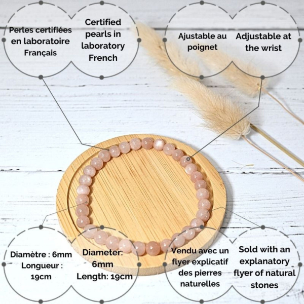 Irréversible -- Bracelet adulte pierre naturelle - quartz rose