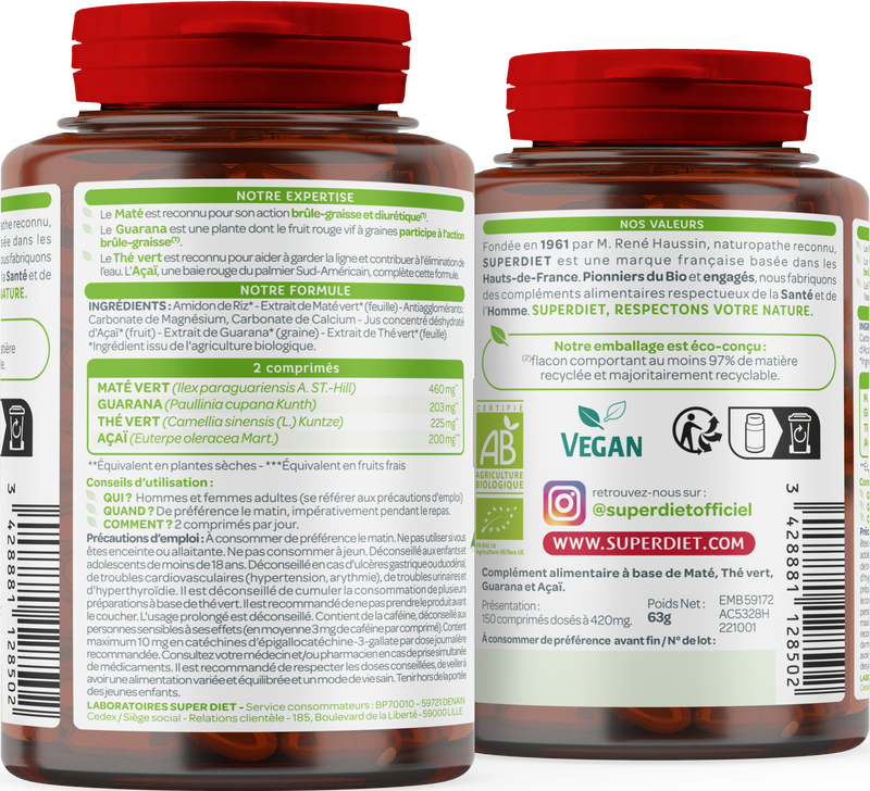 Quatuor brûle graisse bio (maté, guarana, thé vert, acaï) - 2