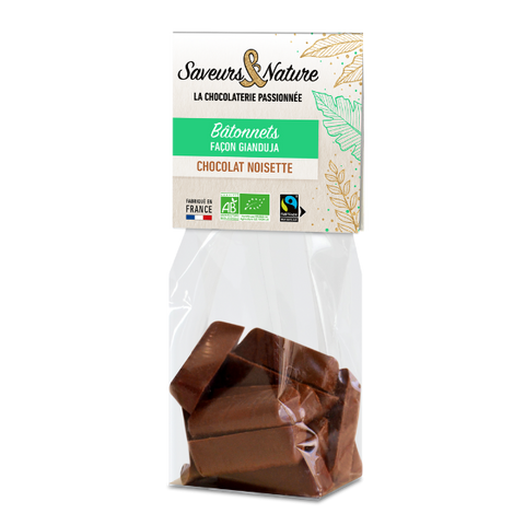 Sachet de bâtonnets chocolat noisette façon gianduja bio - 1