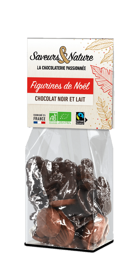 Sachet de figurines de noël de chocolat noir et lait - 1