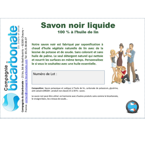 La Compagnie Du Bicarbonate -- Savon noir liquide à l'huile de lin (étiquettes) - x 8