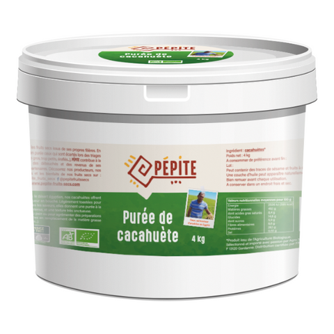 Pépite -- Purée de cacahuètes bio Vrac (origine Egypte) - 4 kg