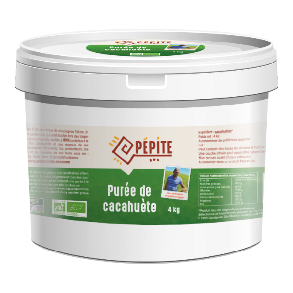 Pépite -- Purée de cacahuètes bio Vrac (origine Egypte) - 4 kg