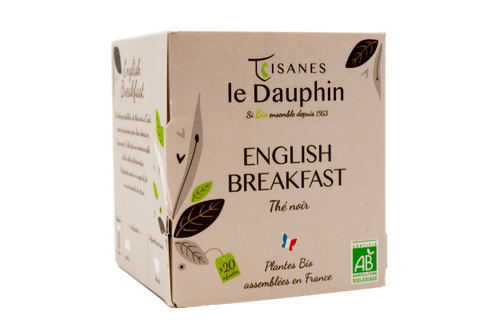 Tisanes Le Dauphin -- Thé noir bio english breakfast - 20 infusettes