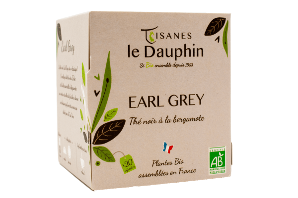 Tisanes Le Dauphin -- Thé noir bio earl grey - 20 infusettes