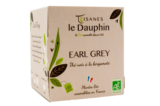 Tisanes Le Dauphin -- Thé noir bio earl grey - 20 infusettes