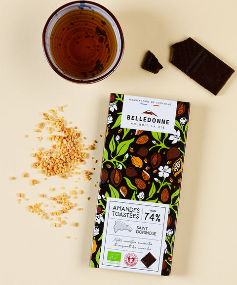 Tablette noir 74% amandes bio - 2