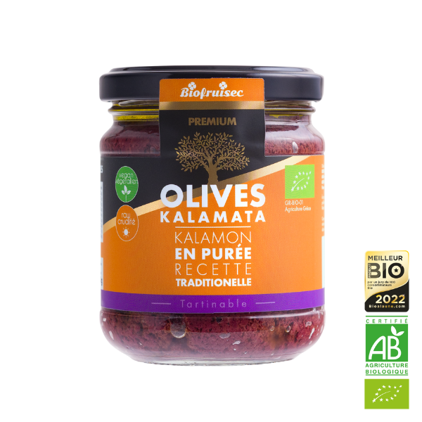 Biofrui -- Purée d'olive kalamon noire de kalamata traditionnelle bio - 180 g