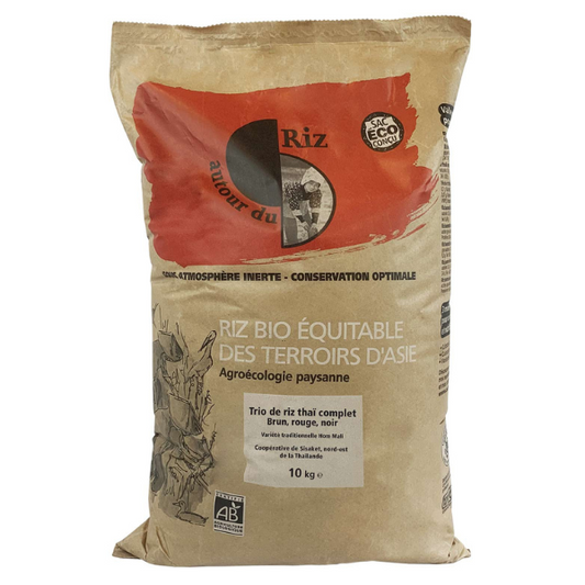 Autour Du Riz -- Trio de riz thaï complet bio équitable Vrac (origine Thaïlande) - 10 kg