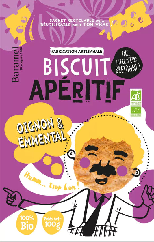 Baramel -- Biscuits apéritif oignon & emmental bio - 100 g
