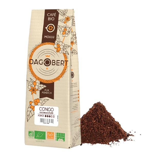 Les Cafés Dagobert -- Congo kivu 100% arabica, bio et équitable - moulu - 1 Kg