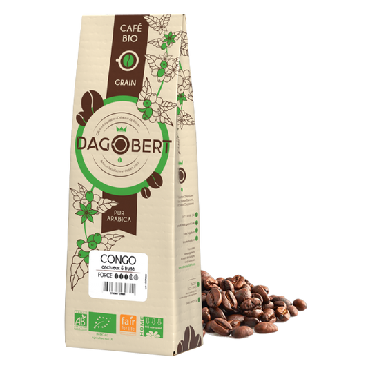 Les Cafés Dagobert -- Congo kivu 100% arabica, bio et équitable - grains - 1 kg
