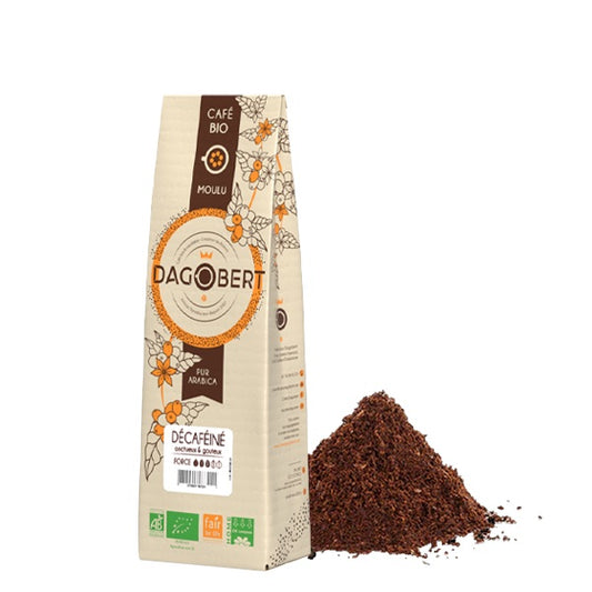 Les Cafés Dagobert -- Décaféiné 100% arabica, bio et équitable - moulu/filtre (origine Pérou) - 500 g