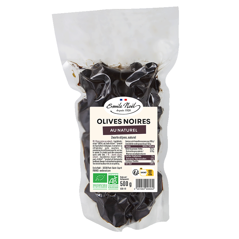 Émile Noël -- Olives noires au naturel bio - 500 g