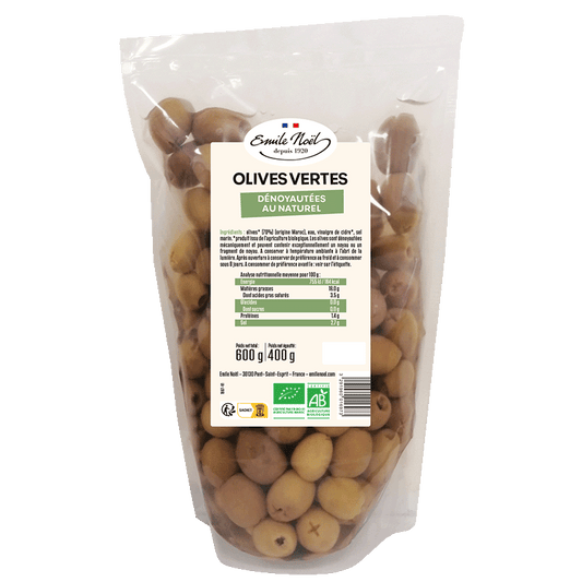 Émile Noël -- Olives vertes dénoyautées bio - 600 g