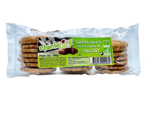 Chante Bio -- Galettes pur beurre bio aux pépites de chocolat - 180 g x 10