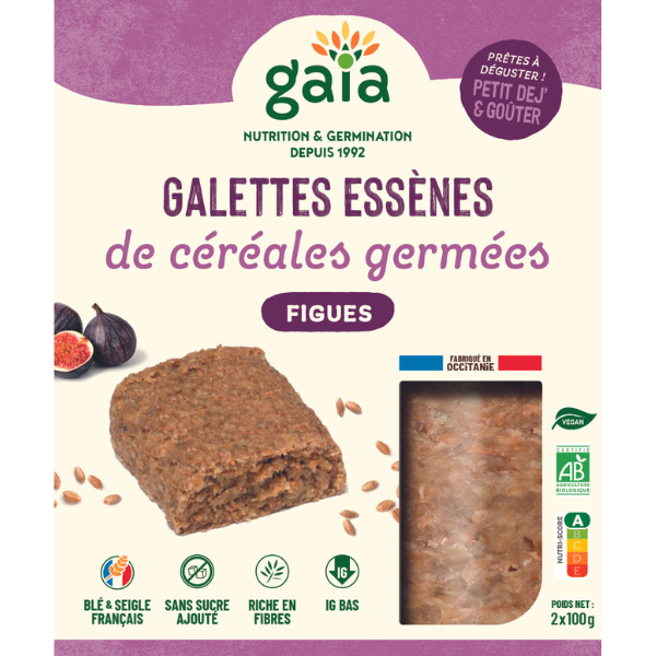 Gaia -- Galettes essènes de céréales germées figues - 2 x 100 g
