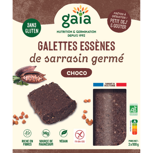 Gaia -- Galettes essènes de sarrasin germé choco - 2 x 100 g