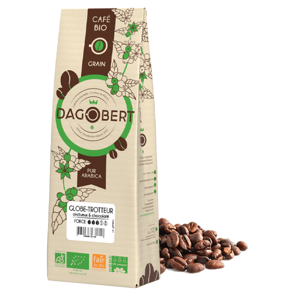 Les Cafés Dagobert -- Mélange globe-trotteur 100% arabica, bio et équitable - grains - 1 kg