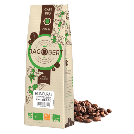 Les Cafés Dagobert -- Honduras 100% arabica, bio et équitable - grains (origine Honduras) - 1 kg