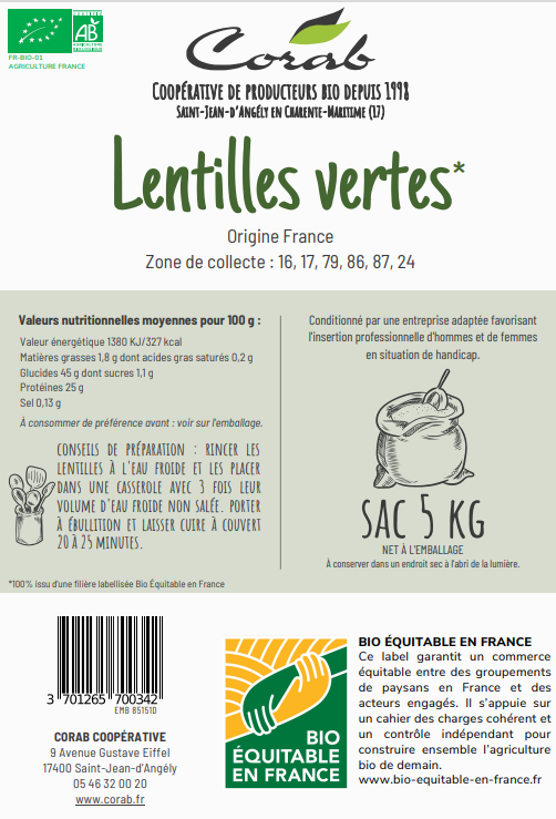 Lentille verte bio - Laur' En Vrac - Épicerie vrac, locale, zéro déchet