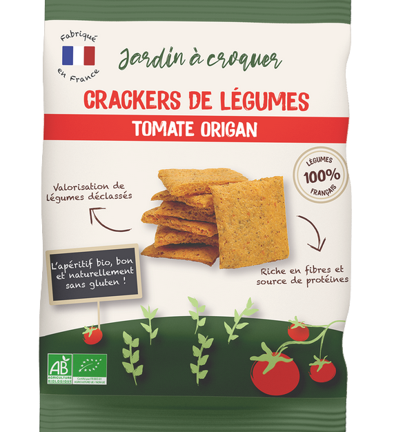 Jardin à Croquer -- Crackers de légumes bio tomate et origan - 70 g x 10