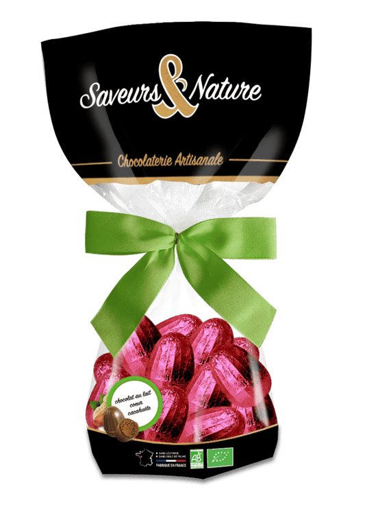 Saveurs & Nature -- Pâques - Sachet d'œufs à la cacahuète enrobés de chocolat au lait - 150g