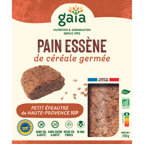 Gaia -- Pain essène de céréale germée petit épeautre igp de haute de provence - 250 g