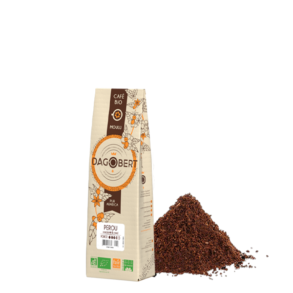 Les Cafés Dagobert -- Pérou 100% arabica, bio et équitable - moulu/filtre - 250 g