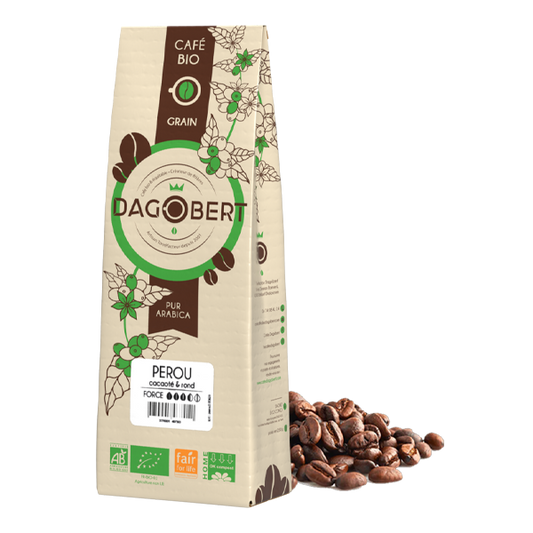 Les Cafés Dagobert -- Pérou 100% arabica, bio et équitable - grains - 1 kg