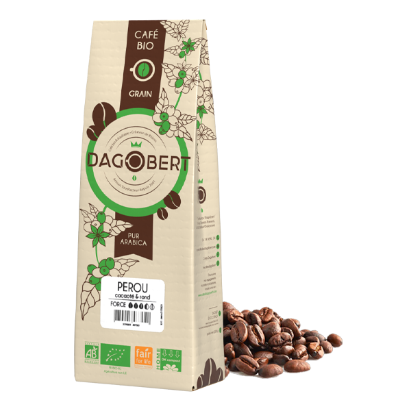 Les Cafés Dagobert -- Pérou 100% arabica, bio et équitable - grains - 1 kg