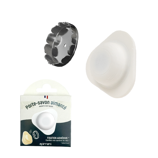 porte savon aimanté forme triangle (adhésif) blanc - 1