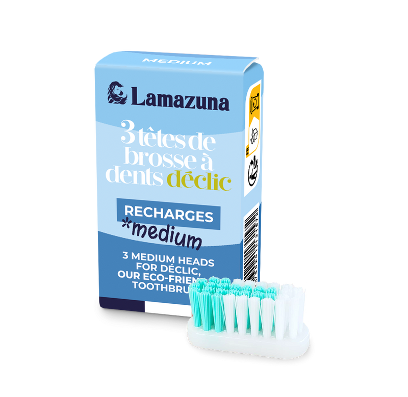 Lamazuna -- Recharge de 3 têtes de brosse à dents medium