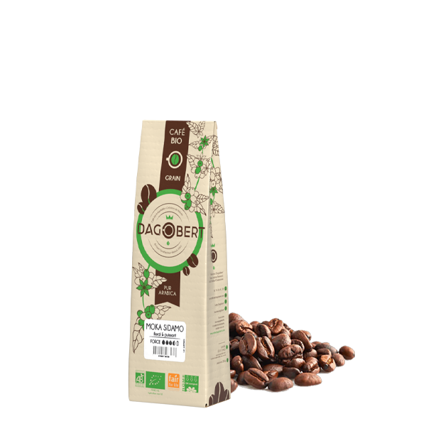 Les Cafés Dagobert -- Moka sidamo 100% arabica, bio et equitable - grains (origine Ethiopie) - 250 g