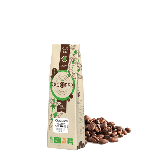Les Cafés Dagobert -- Moka sidamo 100% arabica, bio et equitable - grains (origine Ethiopie) - 250 g