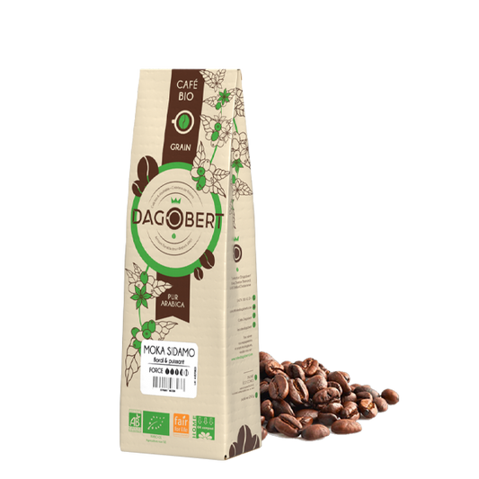 Les Cafés Dagobert -- Moka sidamo 100% arabica, bio et equitable - grains (origine Ethiopie) - 500 g