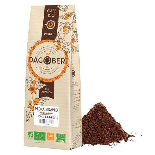 Les Cafés Dagobert -- Moka sidamo 100% arabica, bio et equitable - moulu/filtre (origine Ethiopie) - 1 kg