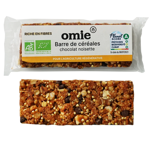 Omie -- Barre de céréales chocolat noisette bio (avoine, millet français) - 25 g