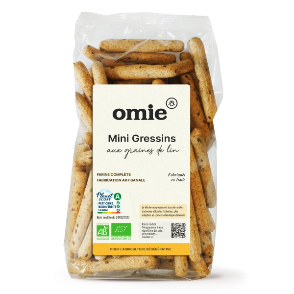 Omie -- Gressins aux graines de lin bio (ingrédients italiens) - 200 g