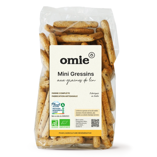 Omie -- Gressins aux graines de lin bio (ingrédients italiens) - 200 g